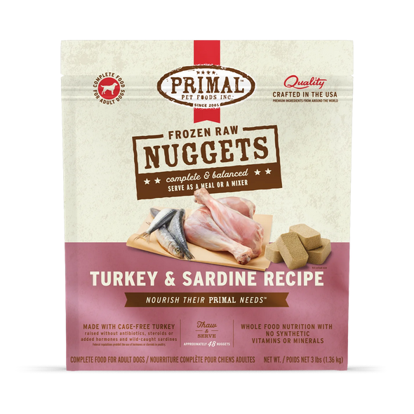 Primal Frozen Canine Turkey and Sardine Formula