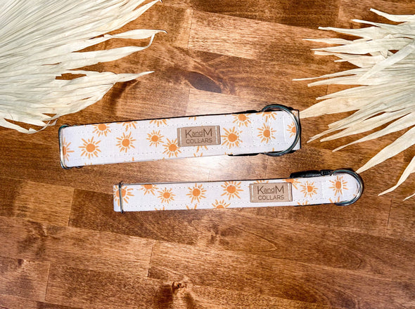 Golden Hour Dog Collar, Sunshine, Suns, K and M Collars