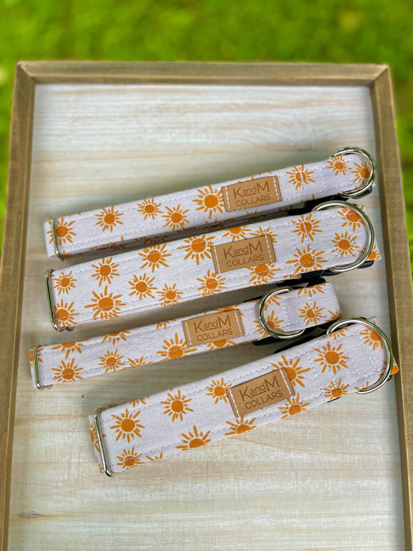 Golden Hour Dog Collar, Sunshine, Suns, K and M Collars