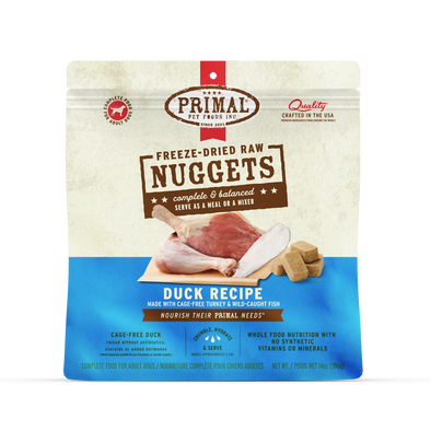 Primal Freeze Dried Duck Nuggets with Turkey and Fish for Dogs