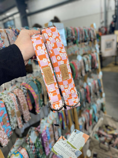 Funky Flowers Dog Collar, Pet Accessory, Pink and Orange