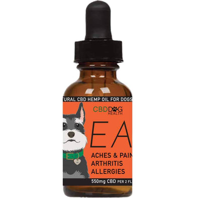 CBD Dog Health EASE Full Spectrum Hemp Extract (CBD) For Dogs with Turmeric and Frankincense, image with dog