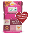 Nature's Logic Distinction Canine Beef Recipe Dry Dog Food for All Stages, front of package-pink
