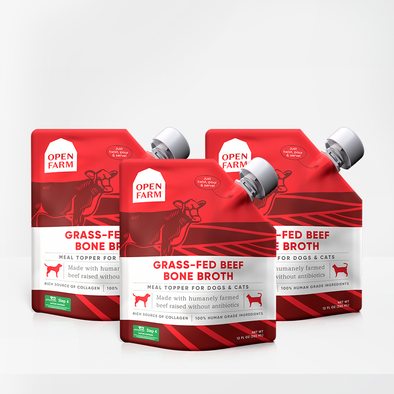 Open Farm Grass-Fed Beef Bone Broth Bundle for Dogs, pouches