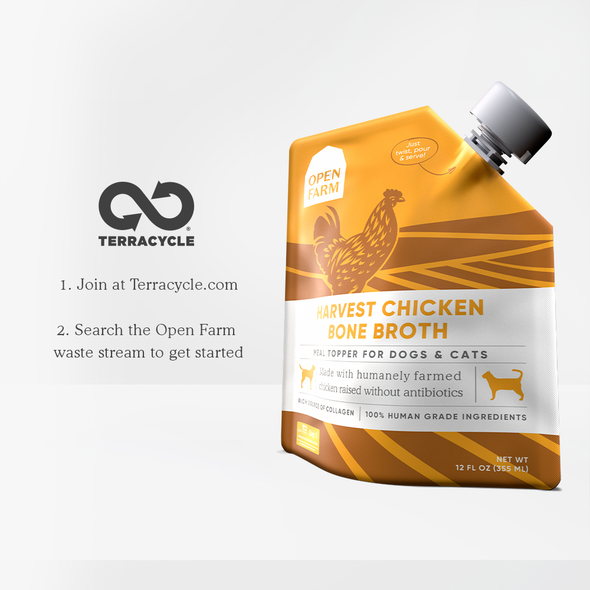 Homestead Harvest Chicken Bone Broth Bundle For Dogs is recyclable, sold at Barking Dog Bakery and Feed