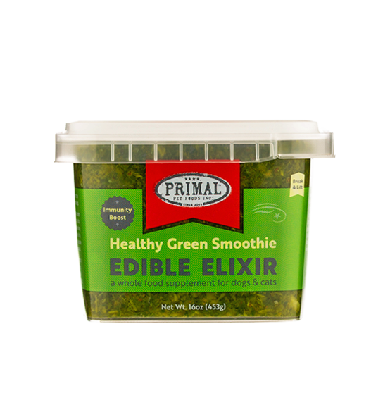 Primal Healthy Green Smoothie Edible Elixirs for Dogs & Cats, front 16oz