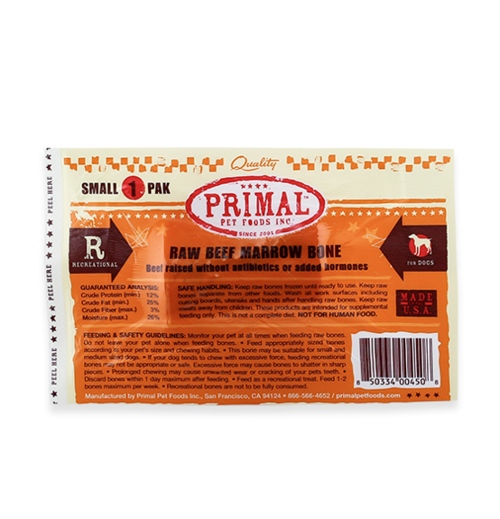 Raw Beef Marrow Recreational Bones for Dogs and Cats, Small-package