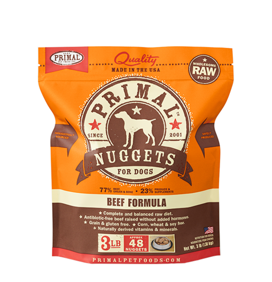 Raw Frozen Canine Beef Nuggets Formula Food for Dogs