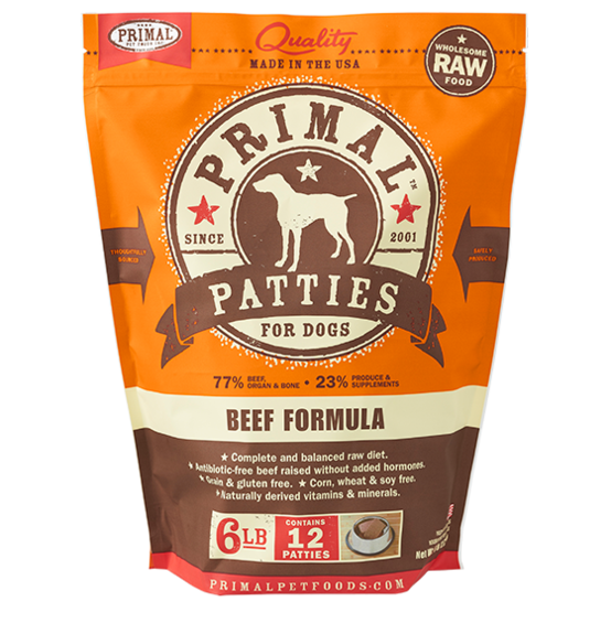 Raw Frozen Canine Beef Patties Formula Food for Dogs