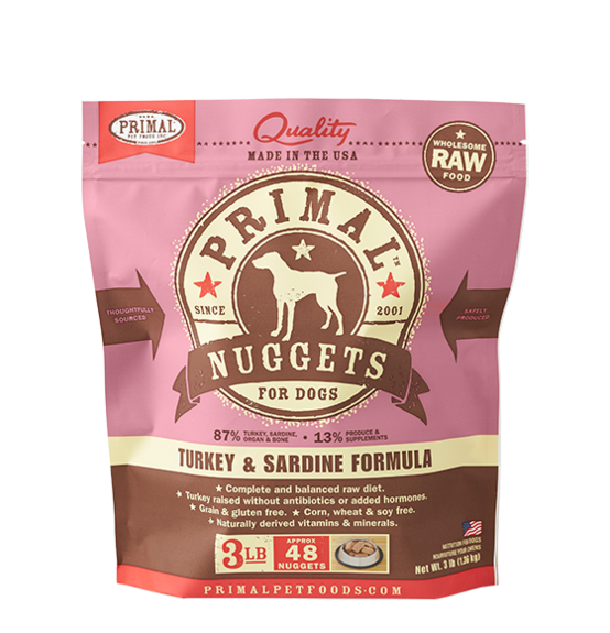 Barking Dog Bakery and Food-Primal Pet Foods Raw Frozen Canine Turkey and Sardine Formula