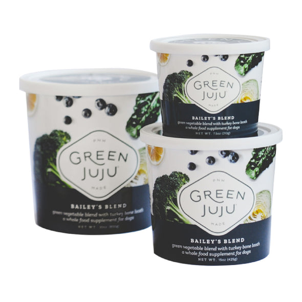 Green Juju™ Bailey's Blend Raw Supplement for Dogs, front of container