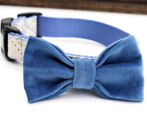 Mimi Green Velveteen Dog Collar Bow Ties