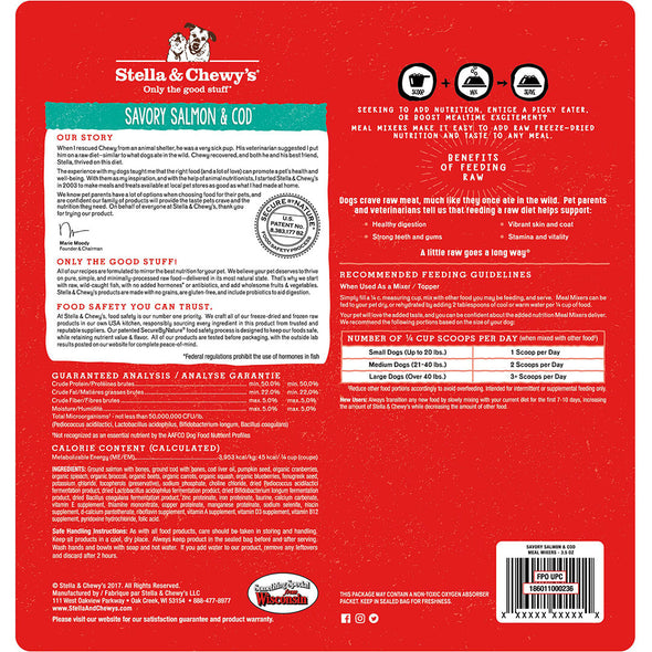 Stella & Chewy's Savory Salmon & Cod Freeze-Dried Meal Mixers For Dogs