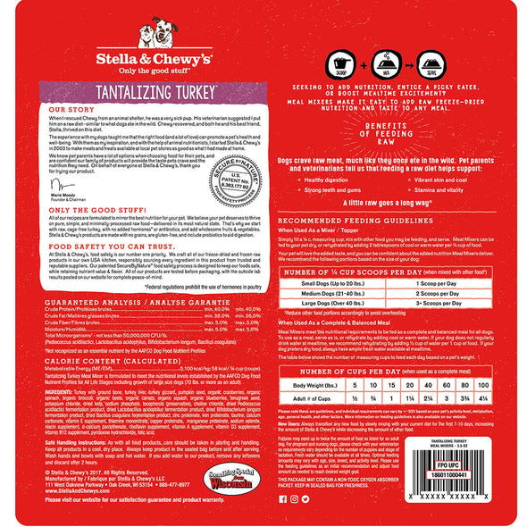 Stella & Chewy's Tantalizing Turkey Freeze Dried Raw Meal Mixers for Dogs