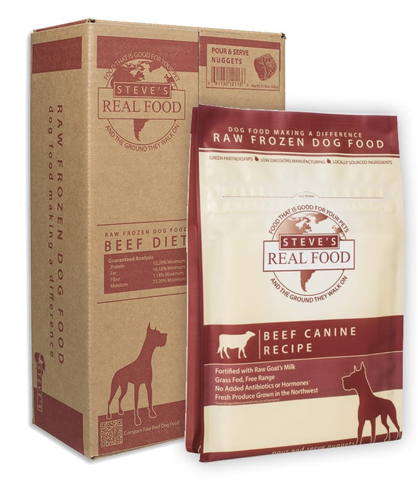 Steve’s Real Food Frozen Raw Beef Diet Dog Food, Bag & Box