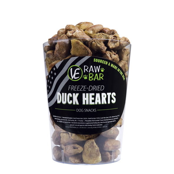 Vital Essentials Freeze-Dried Duck Hearts Treats for Dogs, package