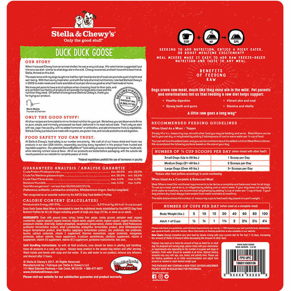 Stella & Chewy's Duck Duck Goose Freeze Dried Raw Meal Mixers for Dogs