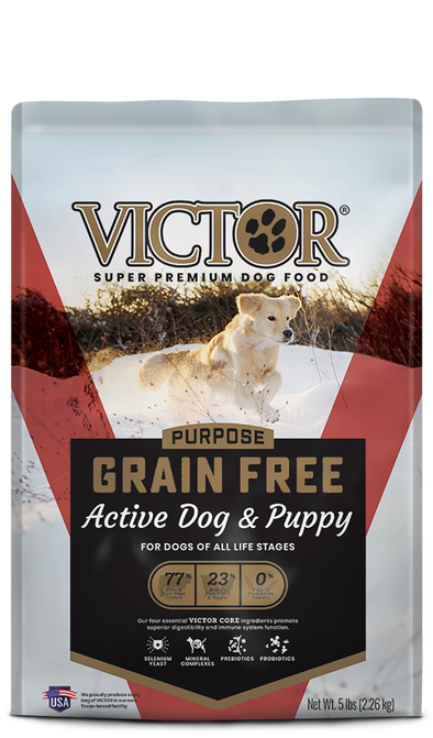 VICTOR Grain Free Active Dog & Puppy Dry Food, front of bag